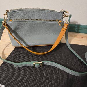 Divina Firenze Leather Shoulder Bag - Sea foam